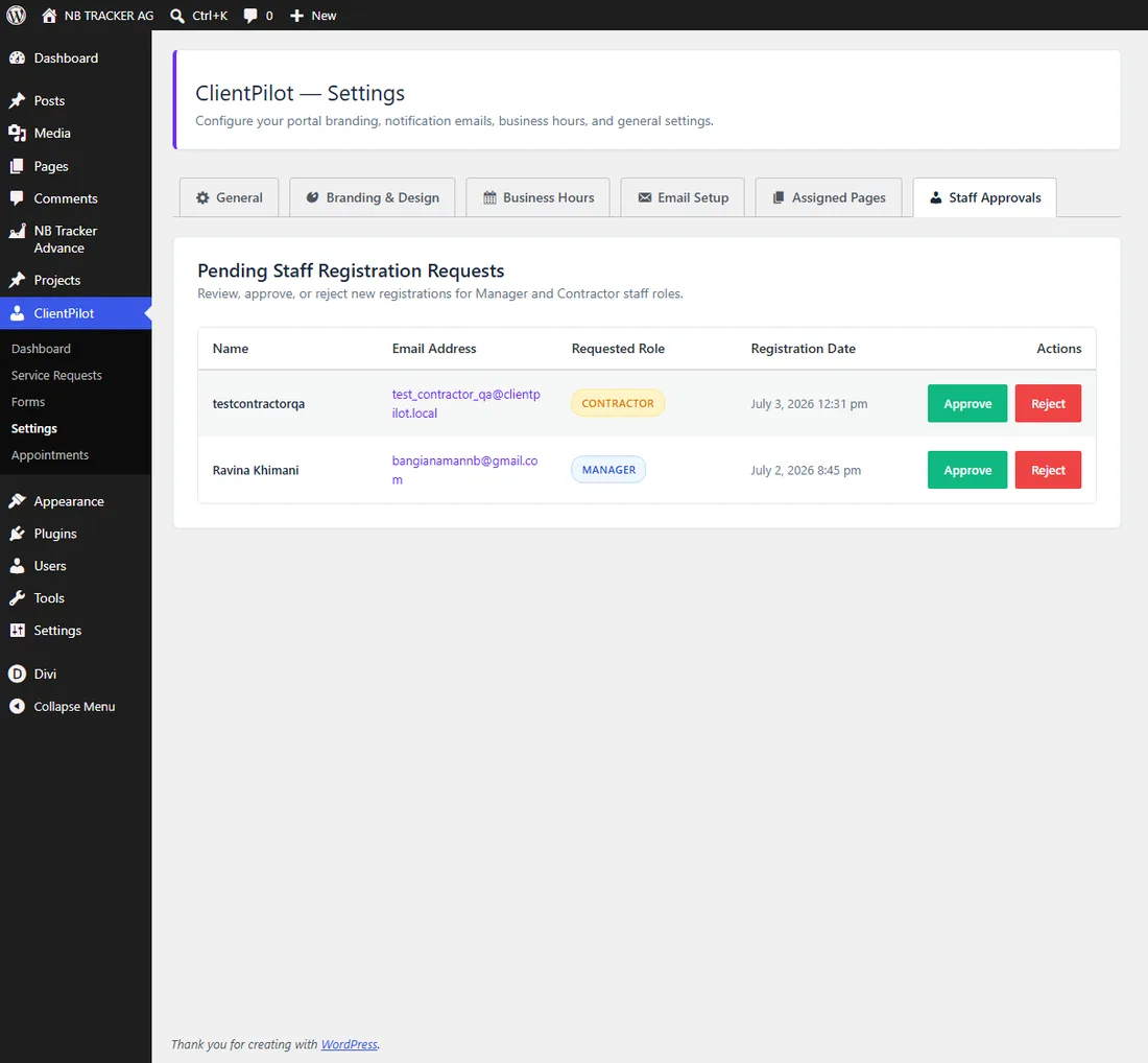 Inviting and approving your team