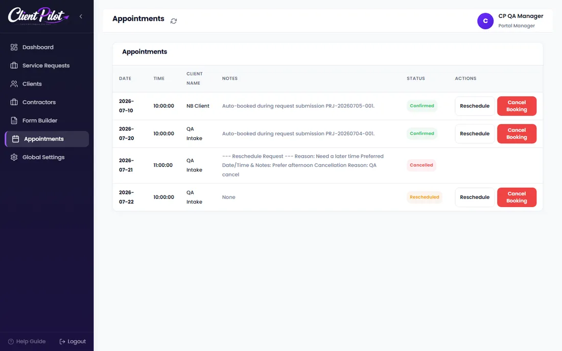Managing appointments